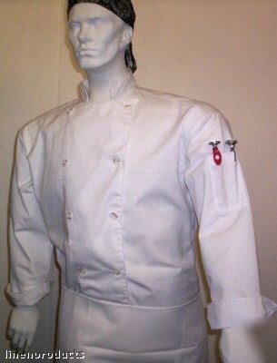 New coat chef jacket white mesh back sm small hat ls 