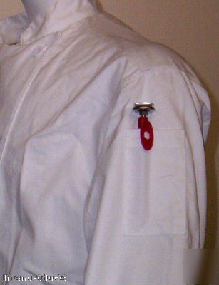 New coat chef jacket white mesh back sm small hat ls 