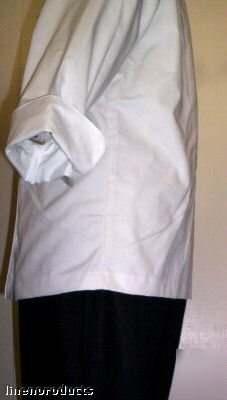 New coat chef jacket white mesh back sm small hat ls 