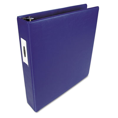 Heavy-duty locking d-ring binder w/label holder blue