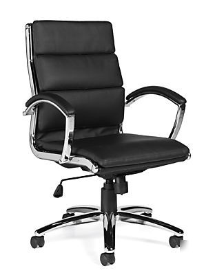 12 black leather segmented computer office desk chairs