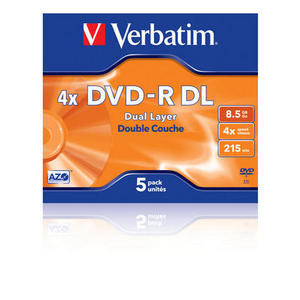 New verbatim dvd-r 4X dl 5 pack jewel case
