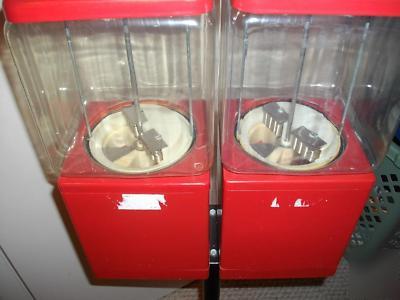 Double dual head gumball candy quarter vending machine