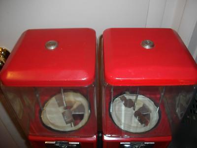 Double dual head gumball candy quarter vending machine