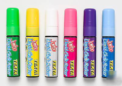 6 x jumbo liquid chalk marker pens craft fun play toy 