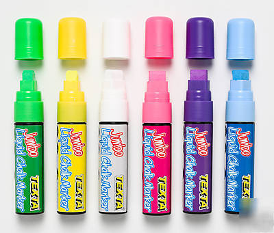 6 x jumbo liquid chalk marker pens craft fun play toy 