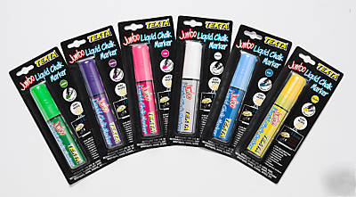 6 x jumbo liquid chalk marker pens craft fun play toy 