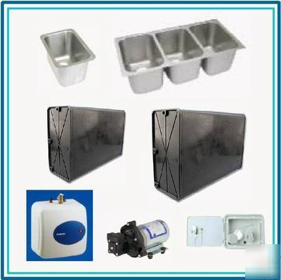 Concession trailer large sinks and water system package