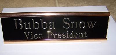 Custom engraved metal desk/wall plate with holder