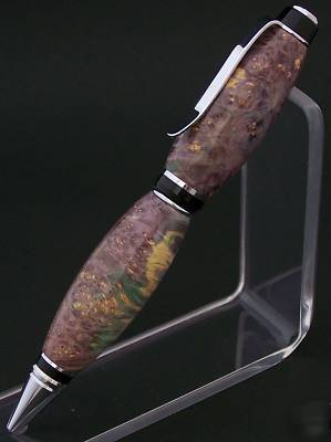 Lavender/teal burl wood cigar style pen (handmade)
