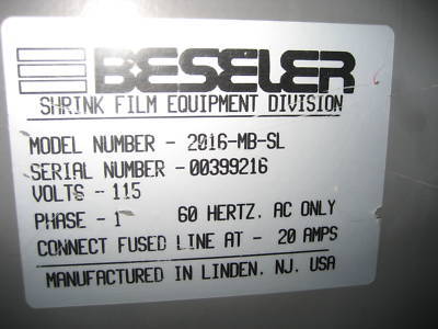 Beseler,shrink wrapper,wrap,l-sealer,cutter,heat tunnel
