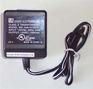 Ac adapter/transformer rated at 12VAC 1.5A pn A48121500