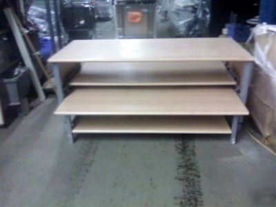 New store display tables wood fixtures tier shelves 