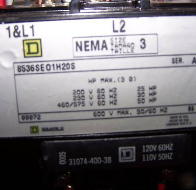 Square d size 3 combination starter 100 amp outdoor 3R 