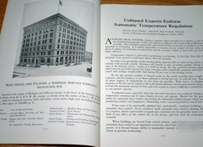 Vintage johnson service co BOOK1931-temperature control