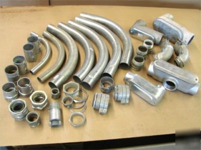 Lot electrical conduit elbows bodies emt large fittings