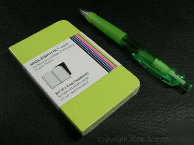 2 moleskine x-small volant plain notebook journal green