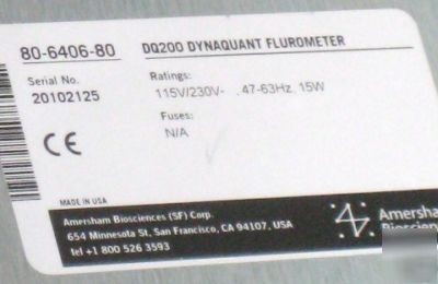 Amersham 80-6406-80 DQ200 dynaquant flourometer