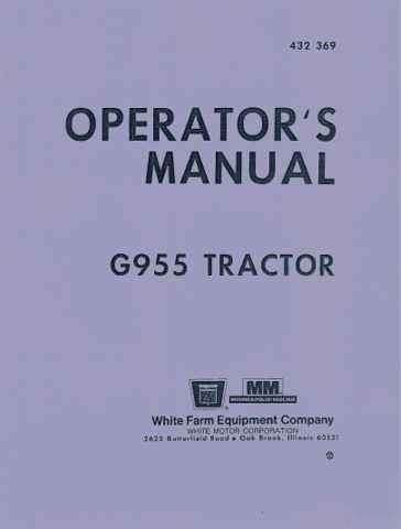 Minneapolis moline tractor G955 tractor owner manual