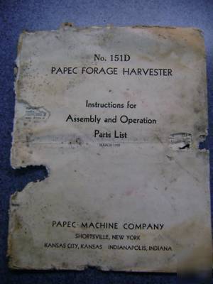 1950 papec no 151D forage harvester operation manual 