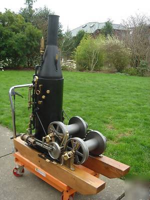 Live steam scale model logging donkey engine