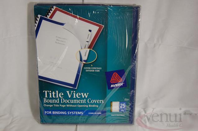 Avery 16091 title view document covers blue pk/25