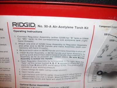 Ridgid model 90-a air-acetylene torch kit ec nos