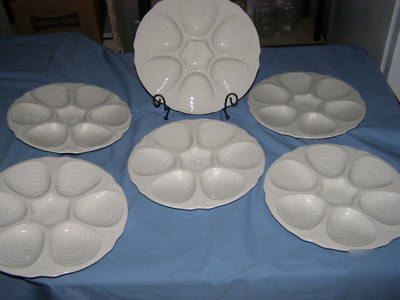 Six unused oyster usa pottery plates factory 2ND 