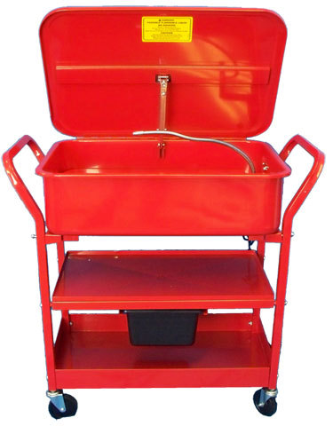 Mobile 20 gallon parts washer cart pump drying shelf 3