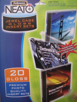 New fellowes neato jewel case gloss insert sets ----- 