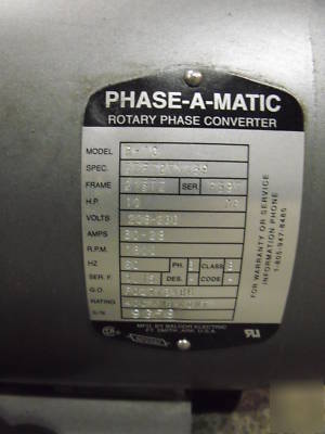 10 hp 3 phase converter rotary phase a matic R10 