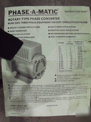 10 hp 3 phase converter rotary phase a matic R10 