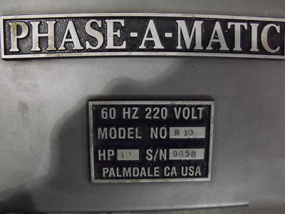 10 hp 3 phase converter rotary phase a matic R10 