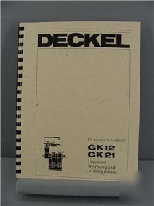 Deckel GK12 & GK21 profile miller operator's manual