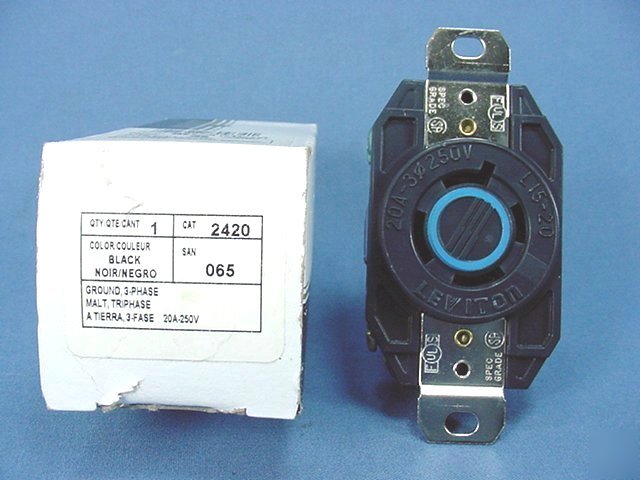 Leviton L15-20 locking receptacle 20A 250V 3Ã¸ 2420