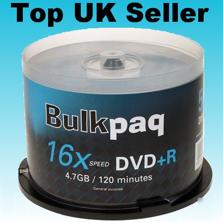 New 100 blank 16X dvd+r disks- bulkpaq 120 mins 4.7GB
