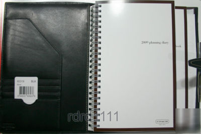 New nwt coach 6X8 black leather planner agenda address 