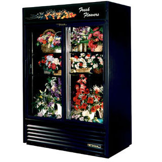 True gdm-47FC glass door merchandiser, floral case, two