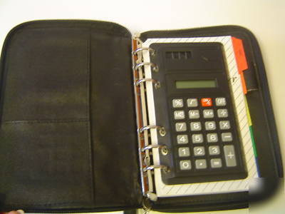 Organizer with calculator & cellphone holder - brown