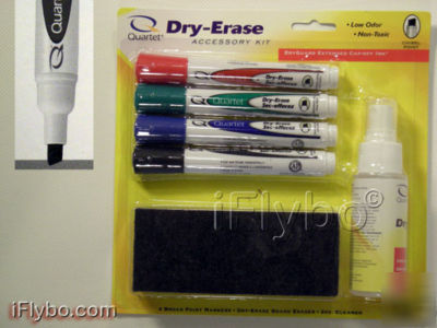 Dry-erase accessory kit 4 markers, eraser, stain fluid