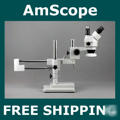 7X-90X trinocular stereo boom microscope + ring light