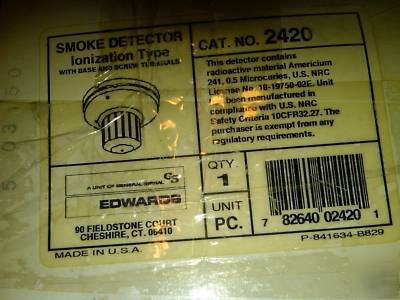 Edwards 2420 ionization type smoke detector 24 volt