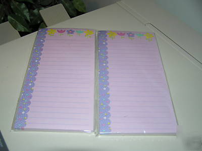 New note pads magnetic spring flowers purple 