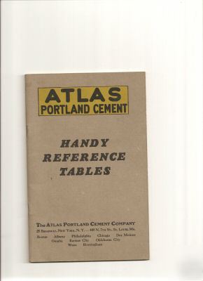 Atlas portland cement 36 reference tables 1926 mint 