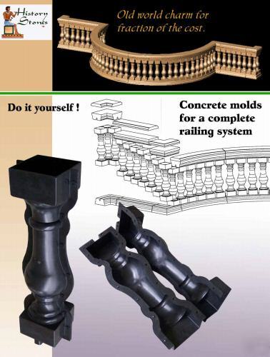 Concrete baluster railing 13 piece commercial mold set