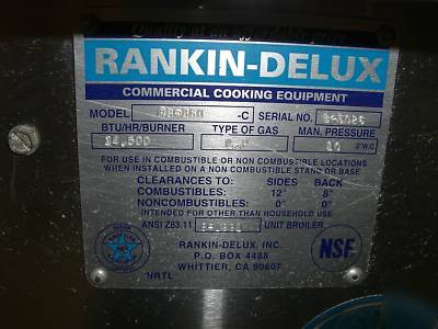 Rankin-delux char broiler model rb-860