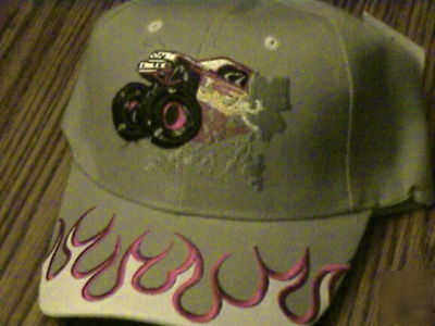 W@w,4X4 monster truck,embroidered flame cap,hat,hotrod