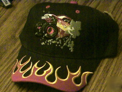 W@w,4X4 monster truck,embroidered flame cap,hat,hotrod