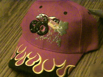 W@w,4X4 monster truck,embroidered flame cap,hat,hotrod