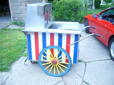 Vintage hot dog cart w/umbrella